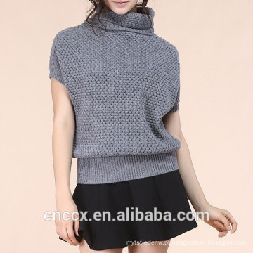 15STC6505 100% cashmere sweatershirt mangas curtas